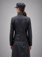 Zoe Black Biker Leather Jacket For Women