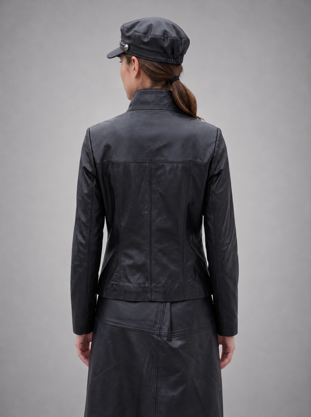 Zoe Black Biker Leather Jacket For Women
