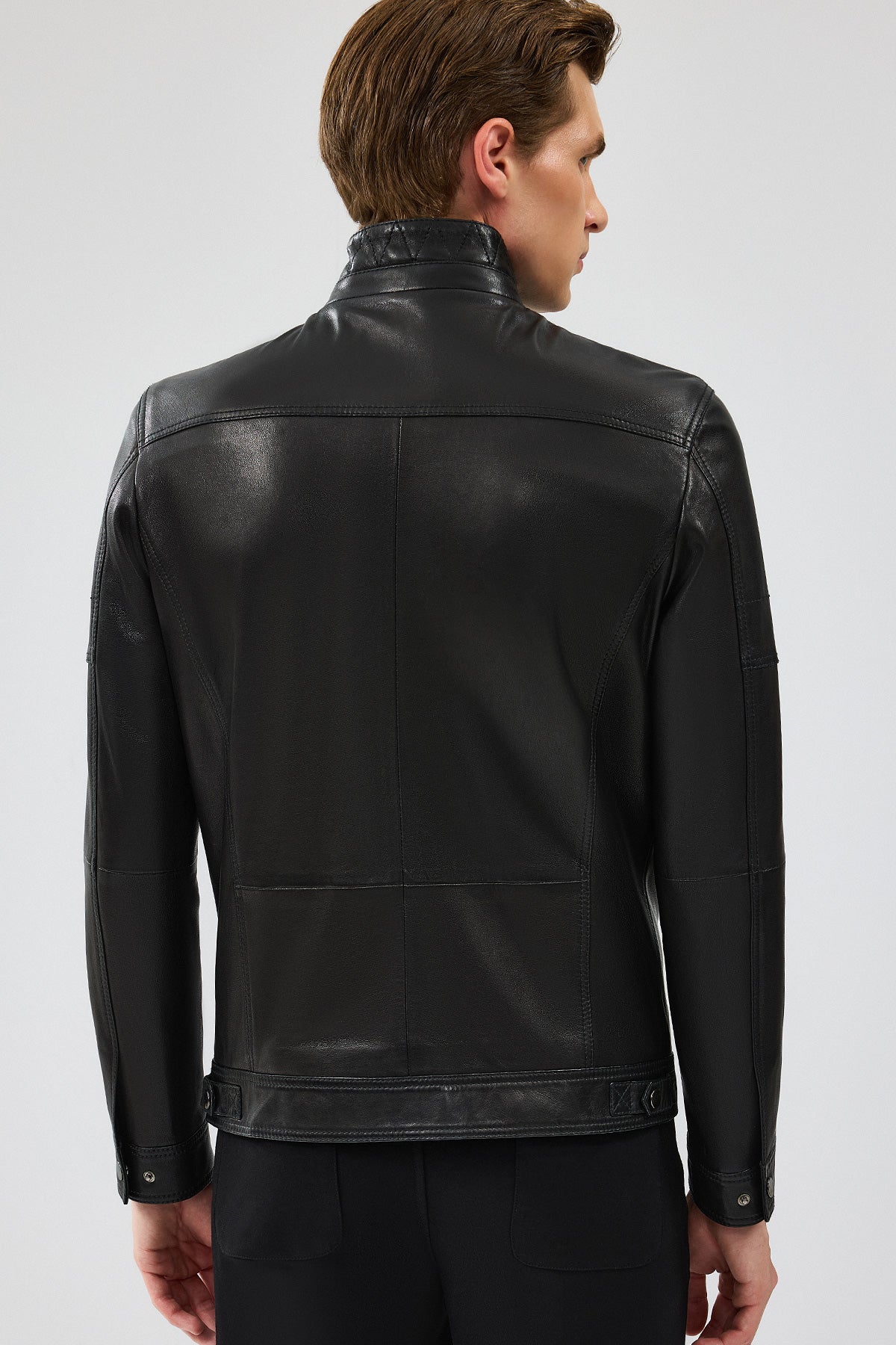 Wade Slim-Fit Black Leather Jacket For Men