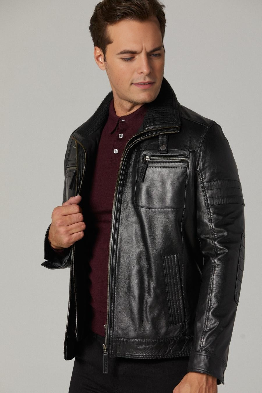 Ebony Black Leather Jacket For Men