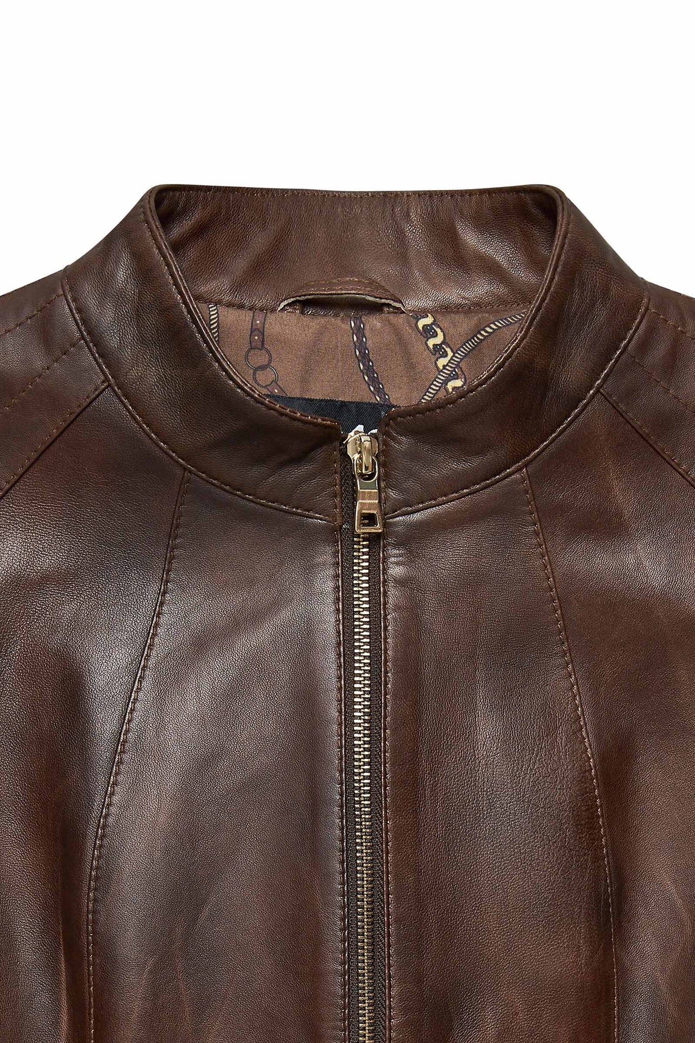 Lydia Women's Short Brown Leather Jacket