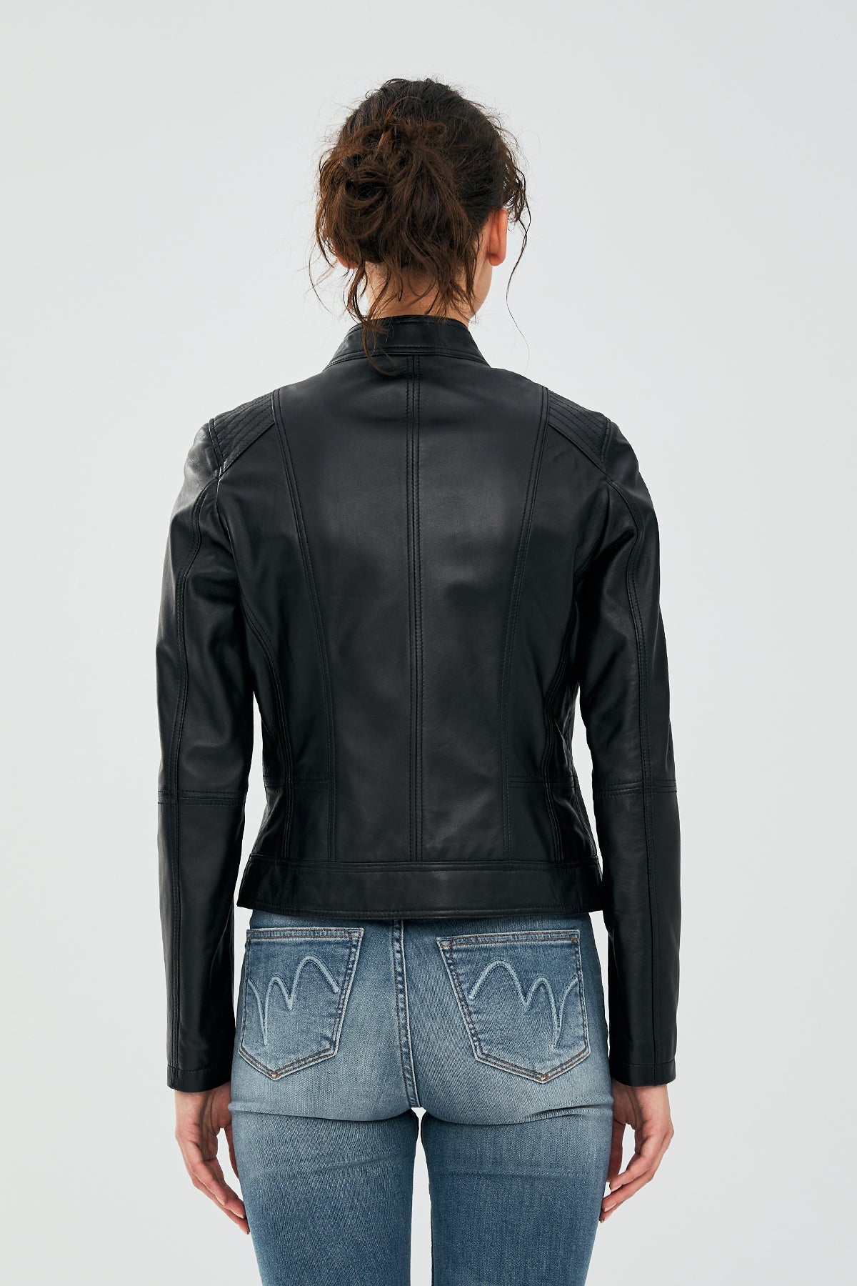 Kylie Black Short Leather Jacket For Women