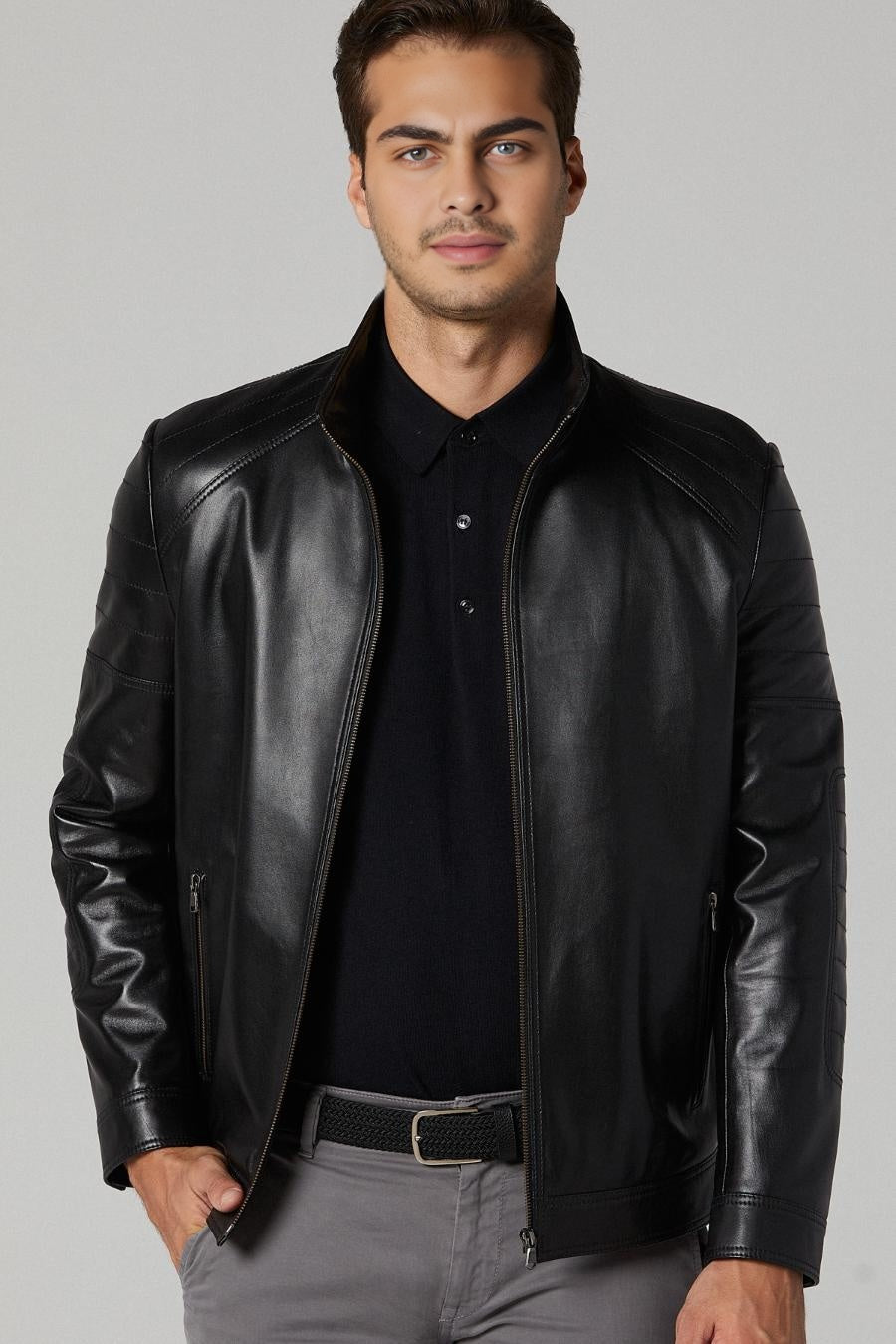 Atlanta Black Distressed Leather Jacket For Men