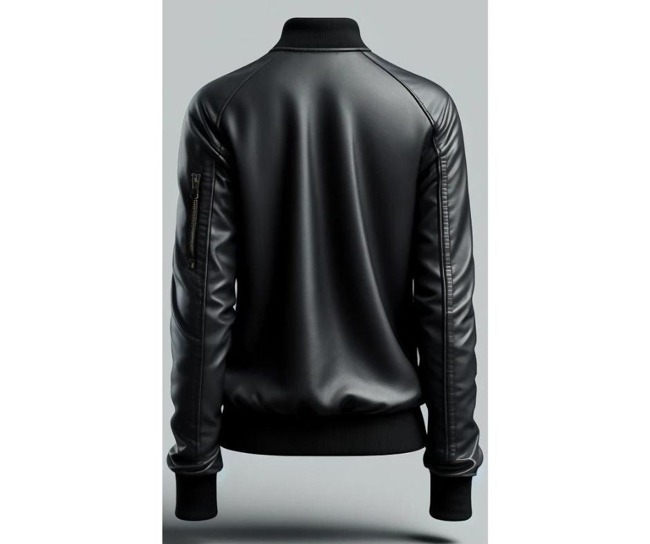 Black Bomber Leather Jacket For Women