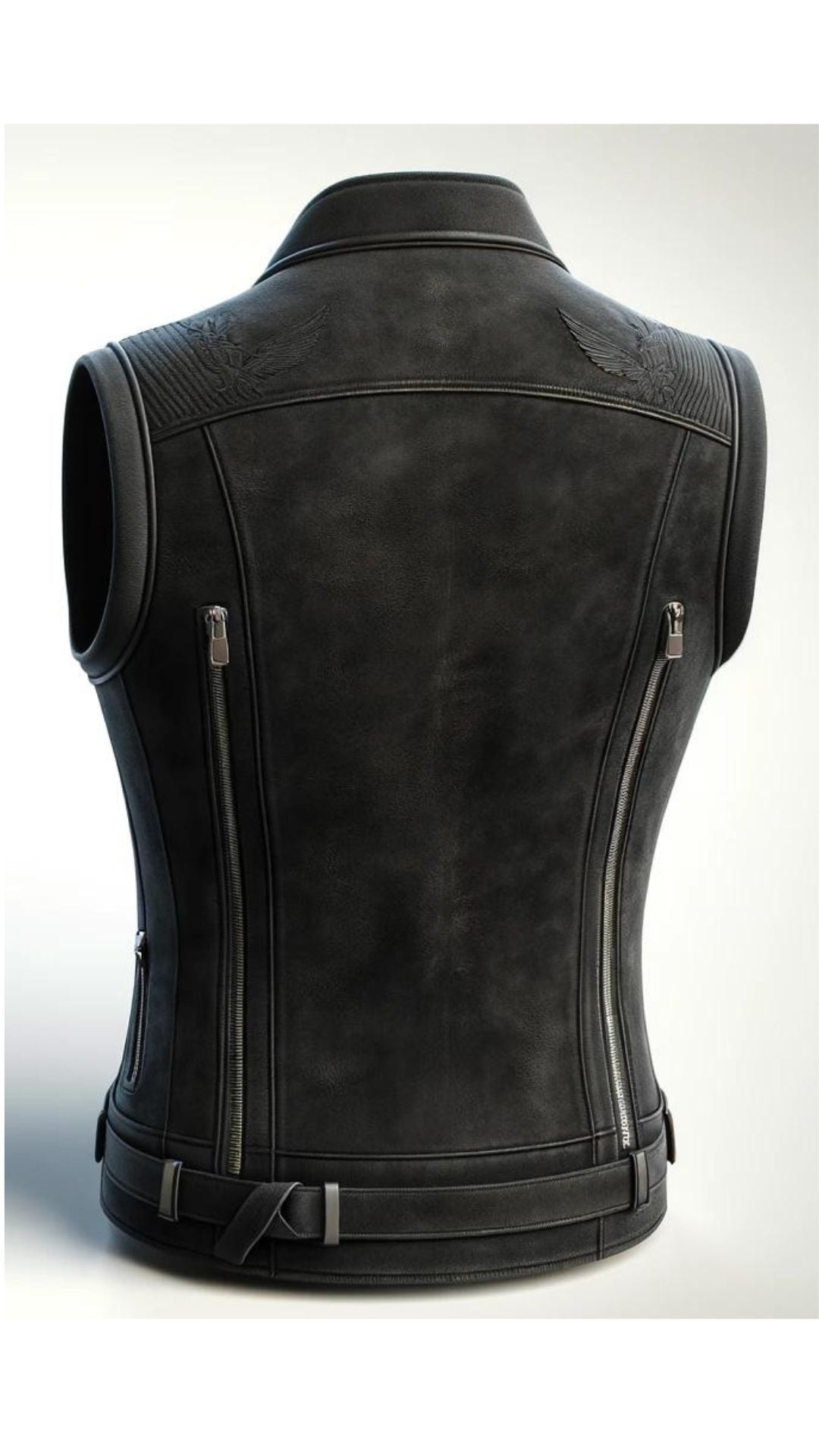 Black Distressed Vest Leather For Women