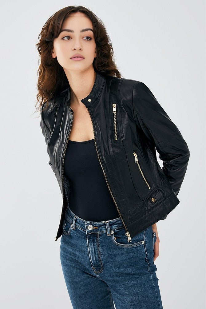 WOMEN BLACK LEATHER JACKET