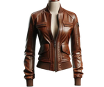 Brown Bomber Leather Jacket For Women