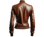 Brown Bomber Leather Jacket For Women