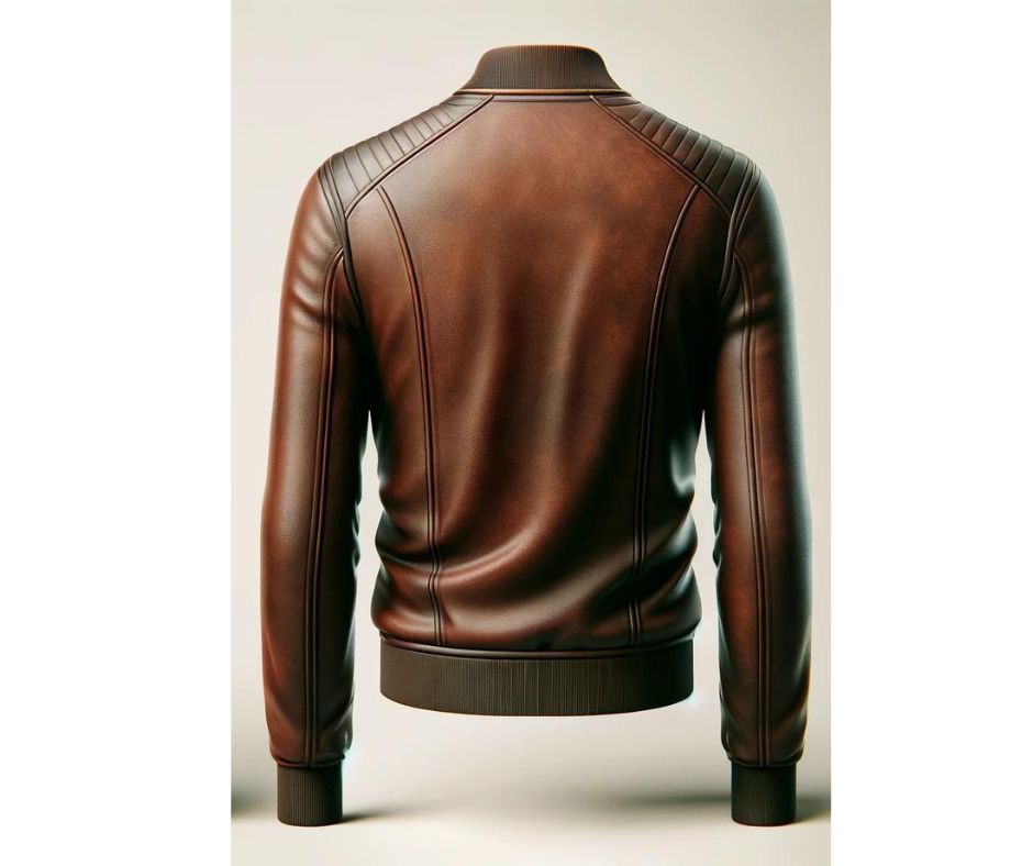 Brown Quilted Bomber Leather Jacket For Men