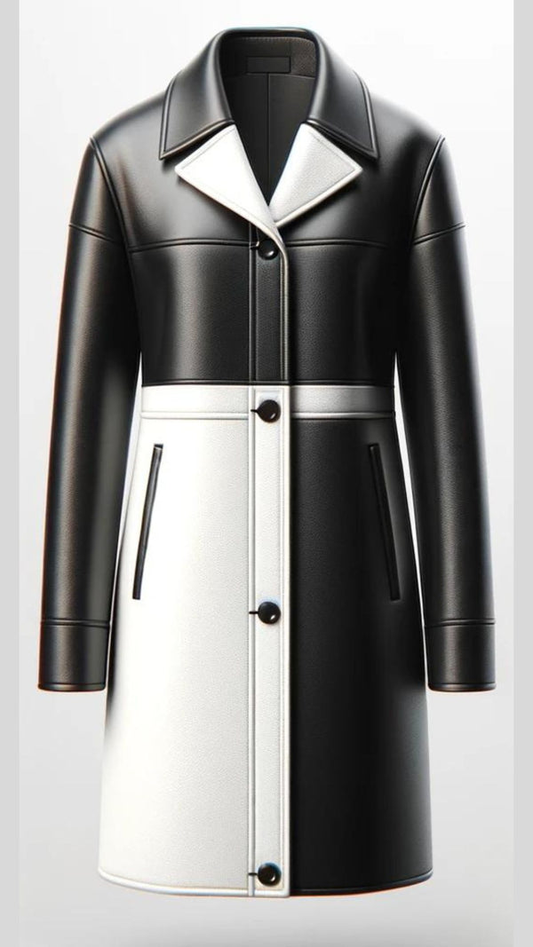 Black Long Leather Coat For Women