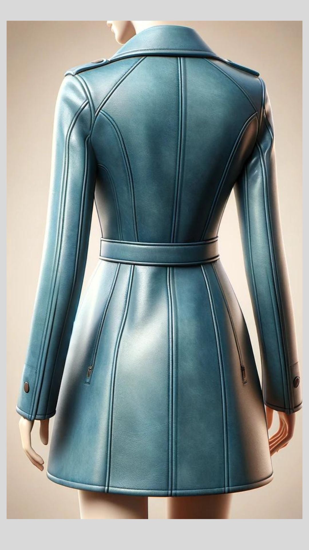 Skyblue Unique Leather Coat For Women