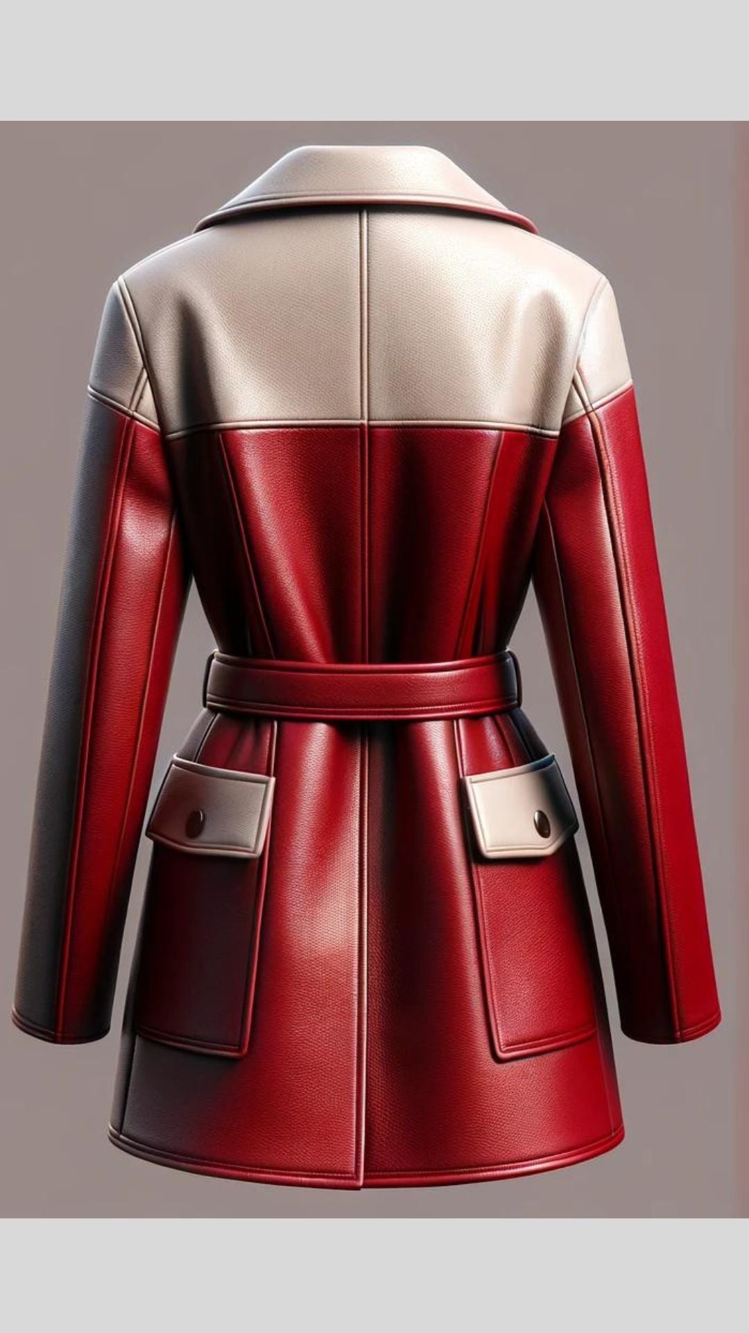 Pretty Red Leather Coat For Women
