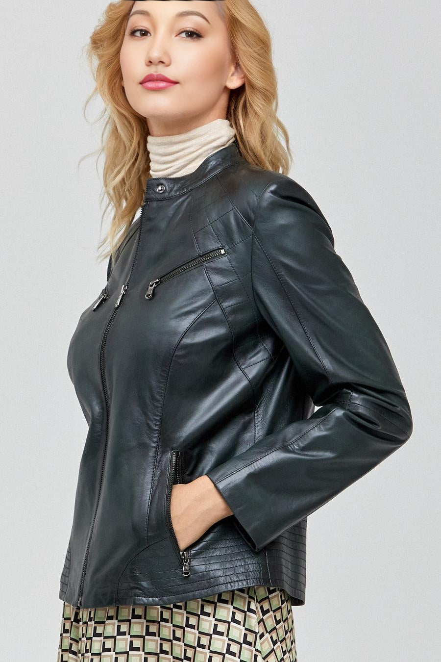 Jennifer Black Leather Jacket For Women