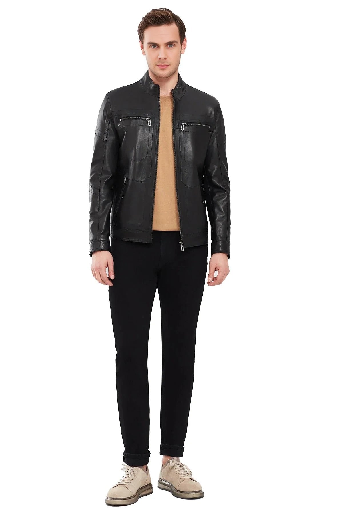 Rhodes Black Winter Leather Jacket For Men
