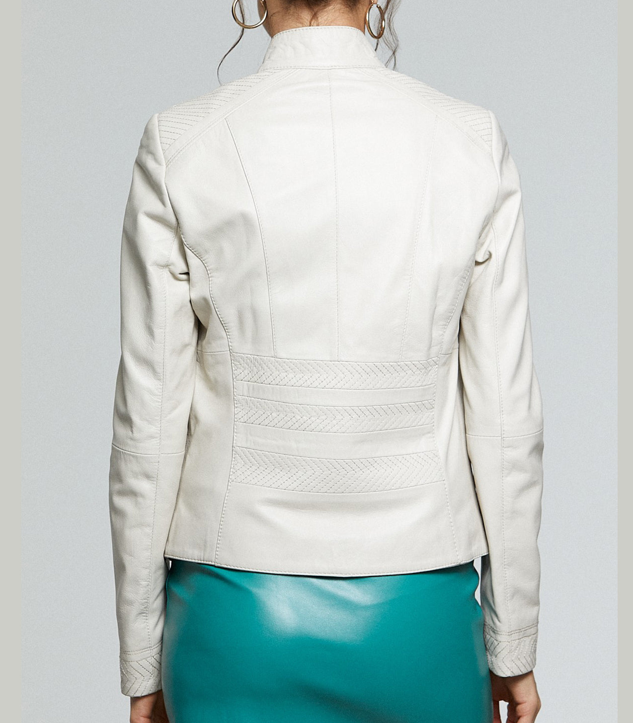 Angela White Leather Jacket For Women