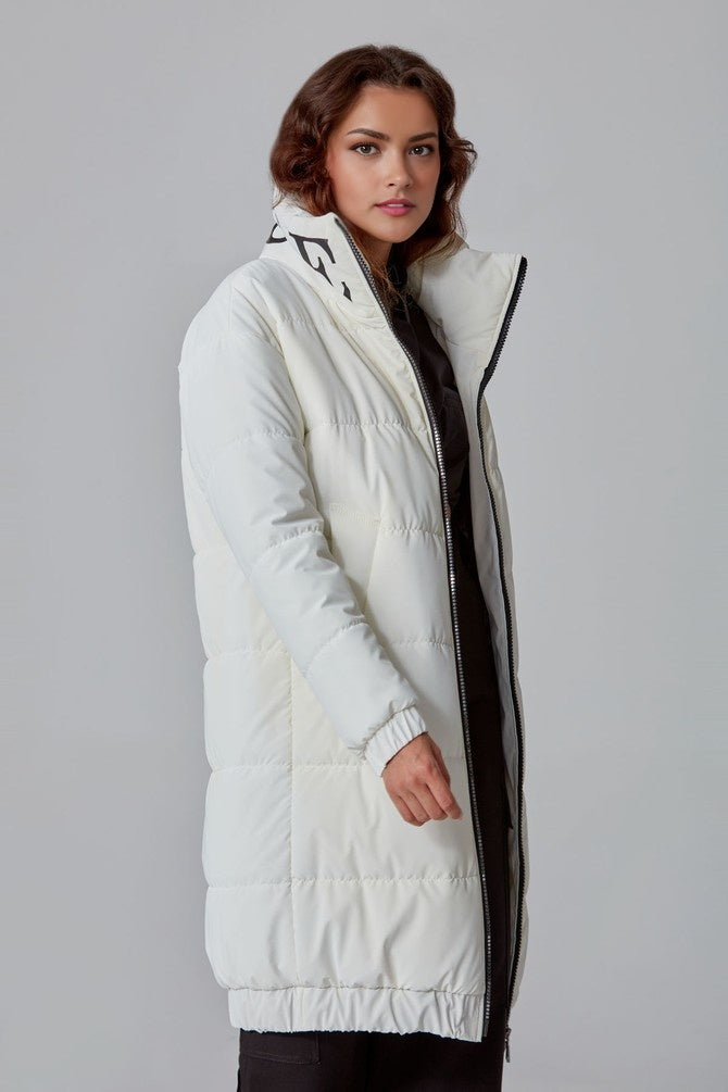Women White Leather Coat
