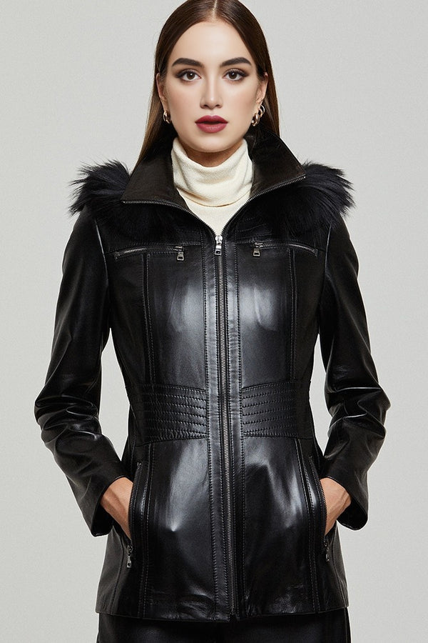 Black Rachel Leather Jacket For Women