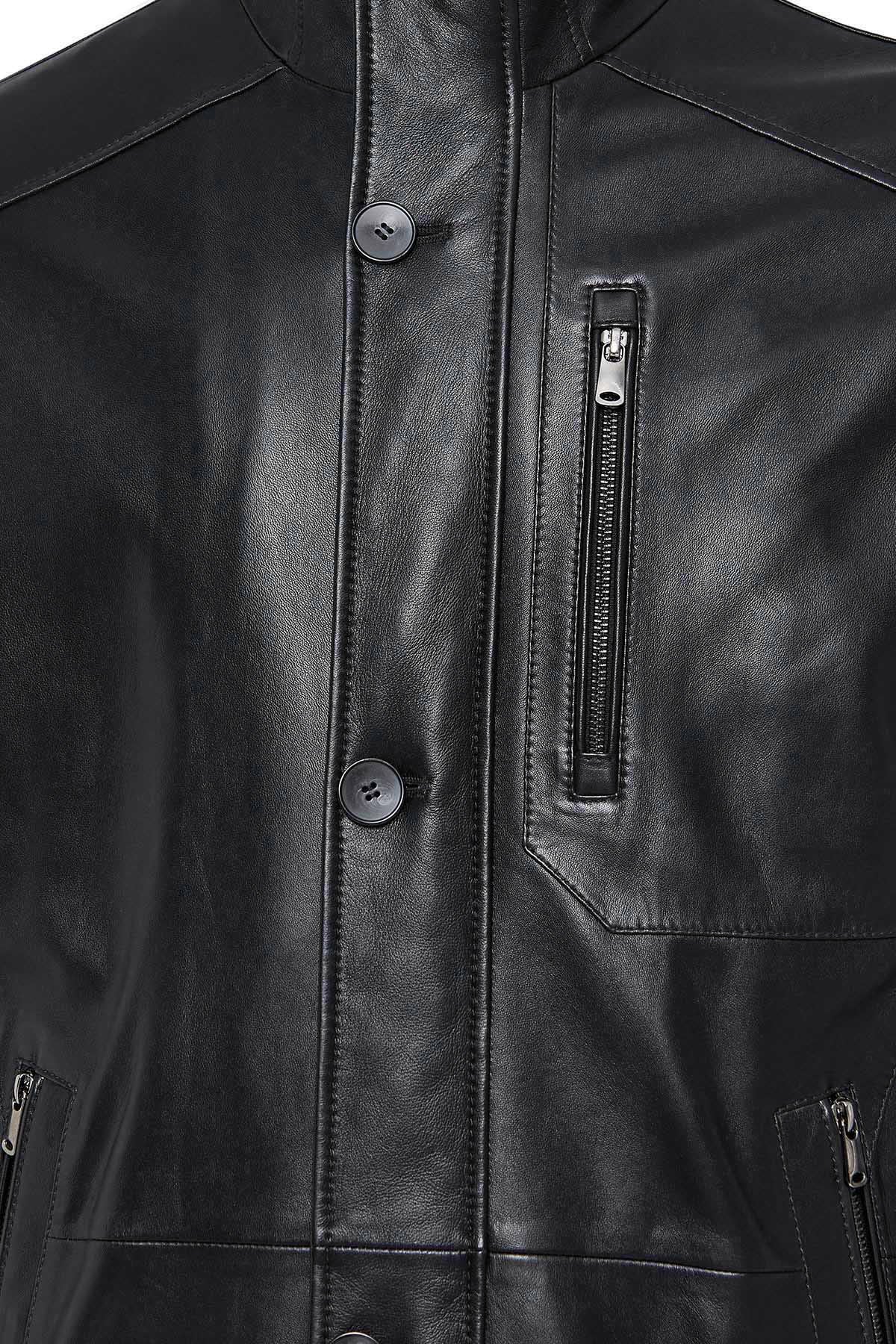 Men's Nathan Black Leather Coat