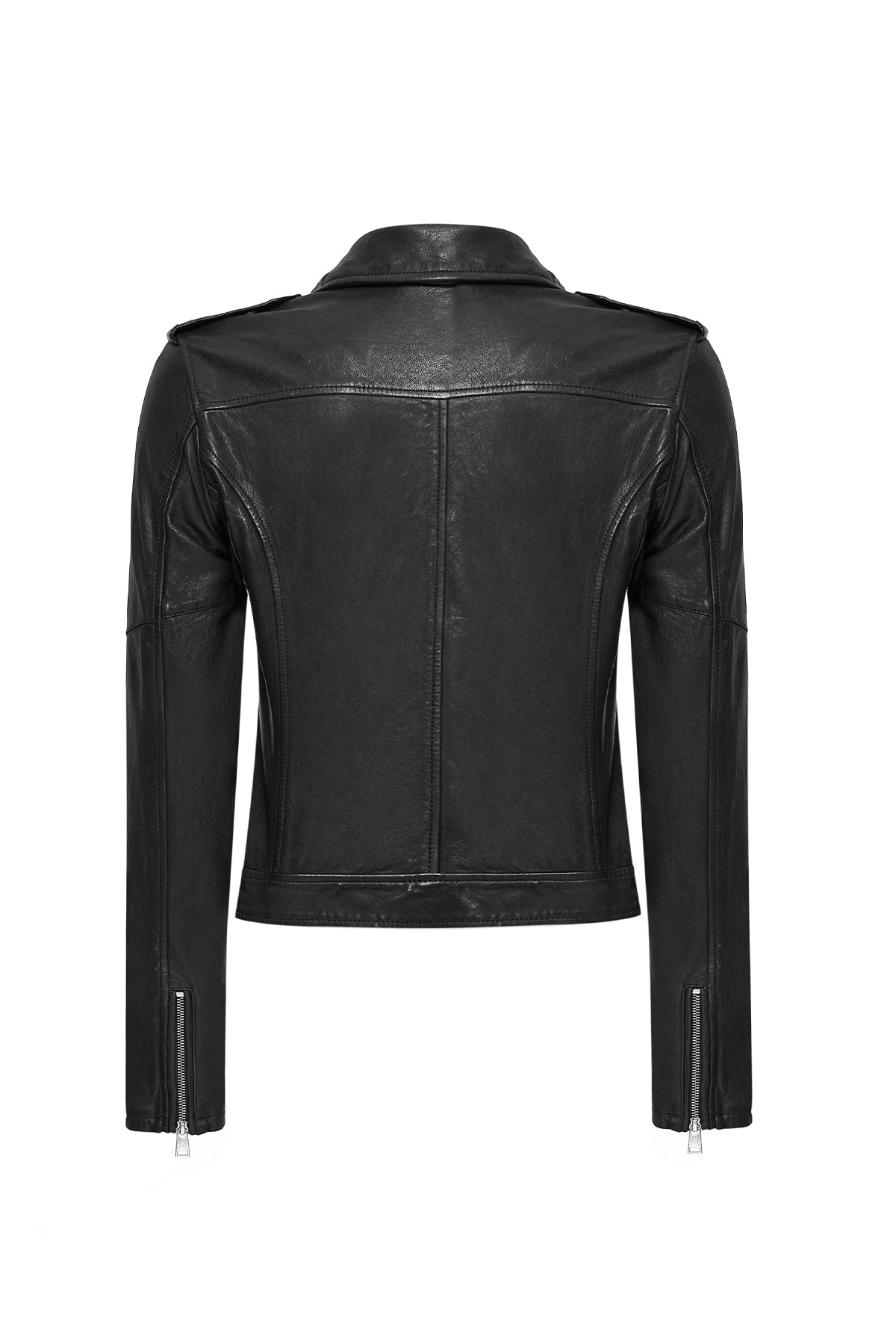 Blondy Double Breasted Black Leather Jacket For Women