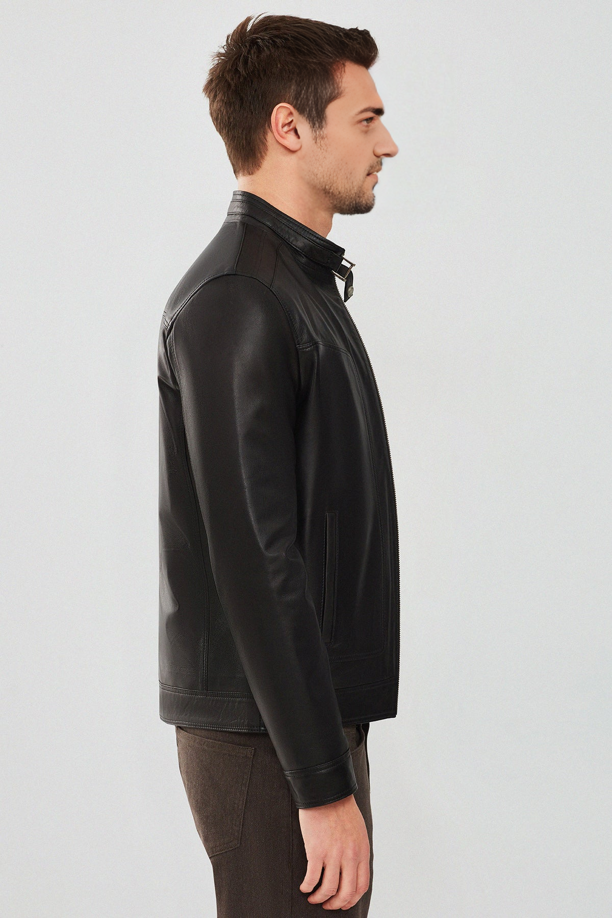 Black Felible Leather Jacket For Men