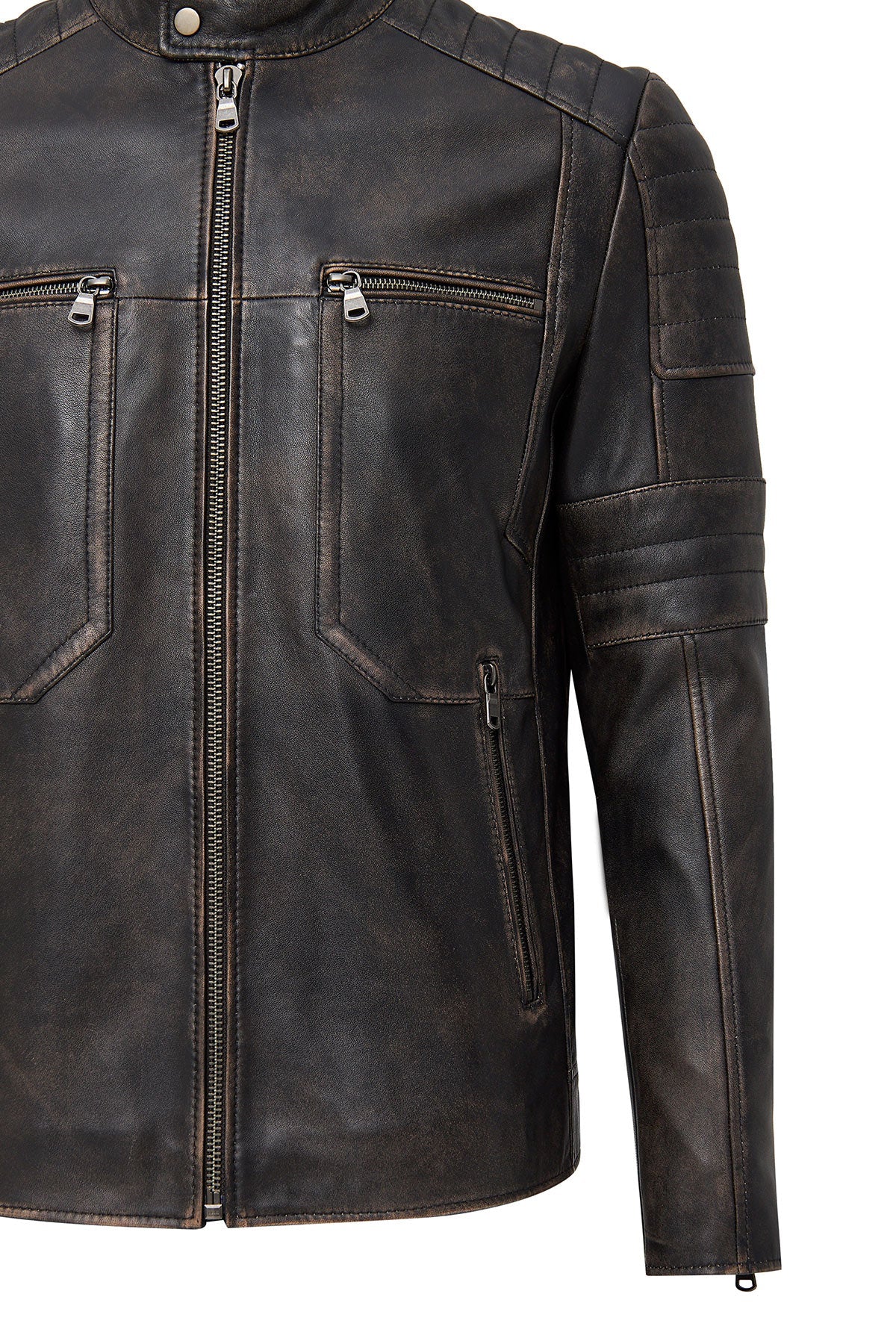 Morant Men's Vintage Slim-Fit Brown Leather Jacket