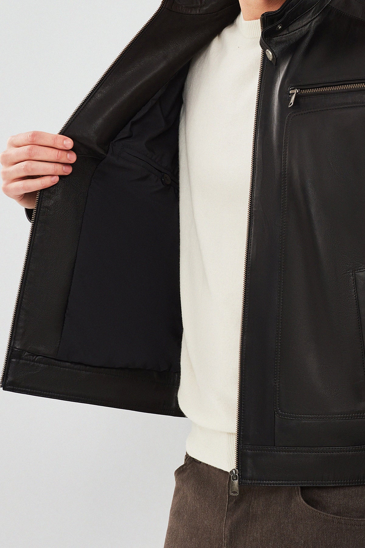 Black Felible Leather Jacket For Men