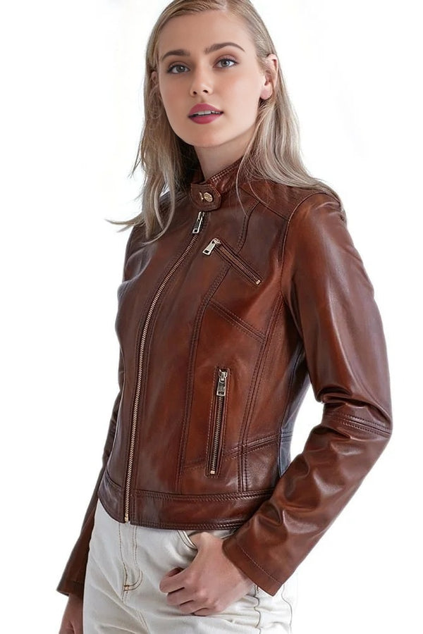 Catherine Brown Real Leather Jacket For Men