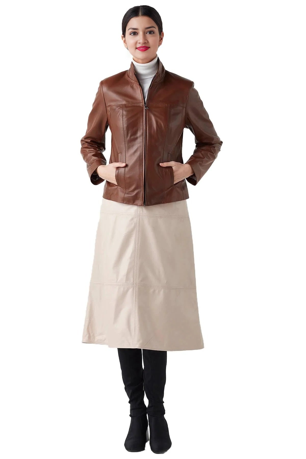 Women Brown Classic Leather Jacket
