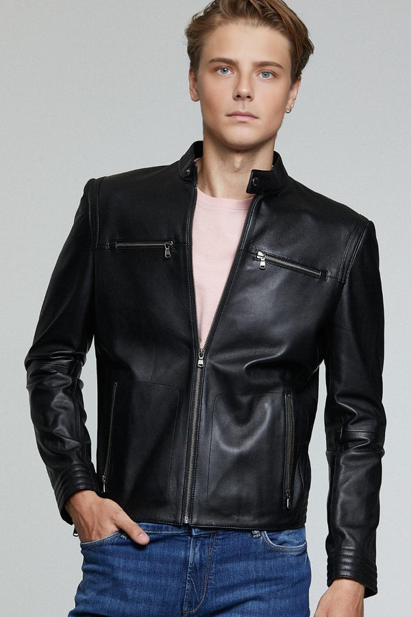 Sebastian Black stylish Leather jacket