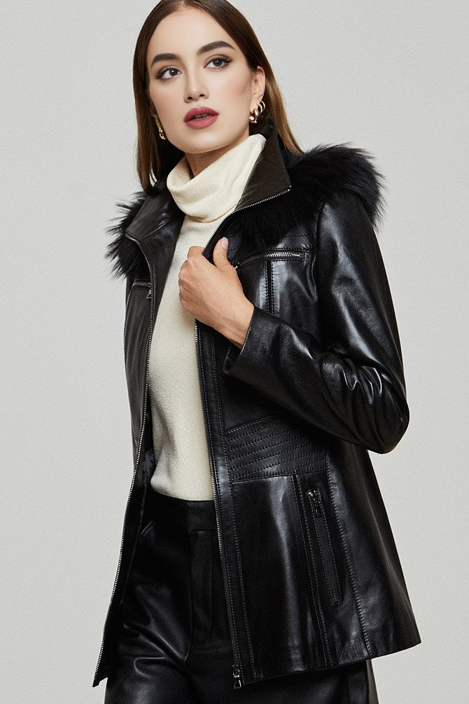 Black Rachel Leather Jacket For Women