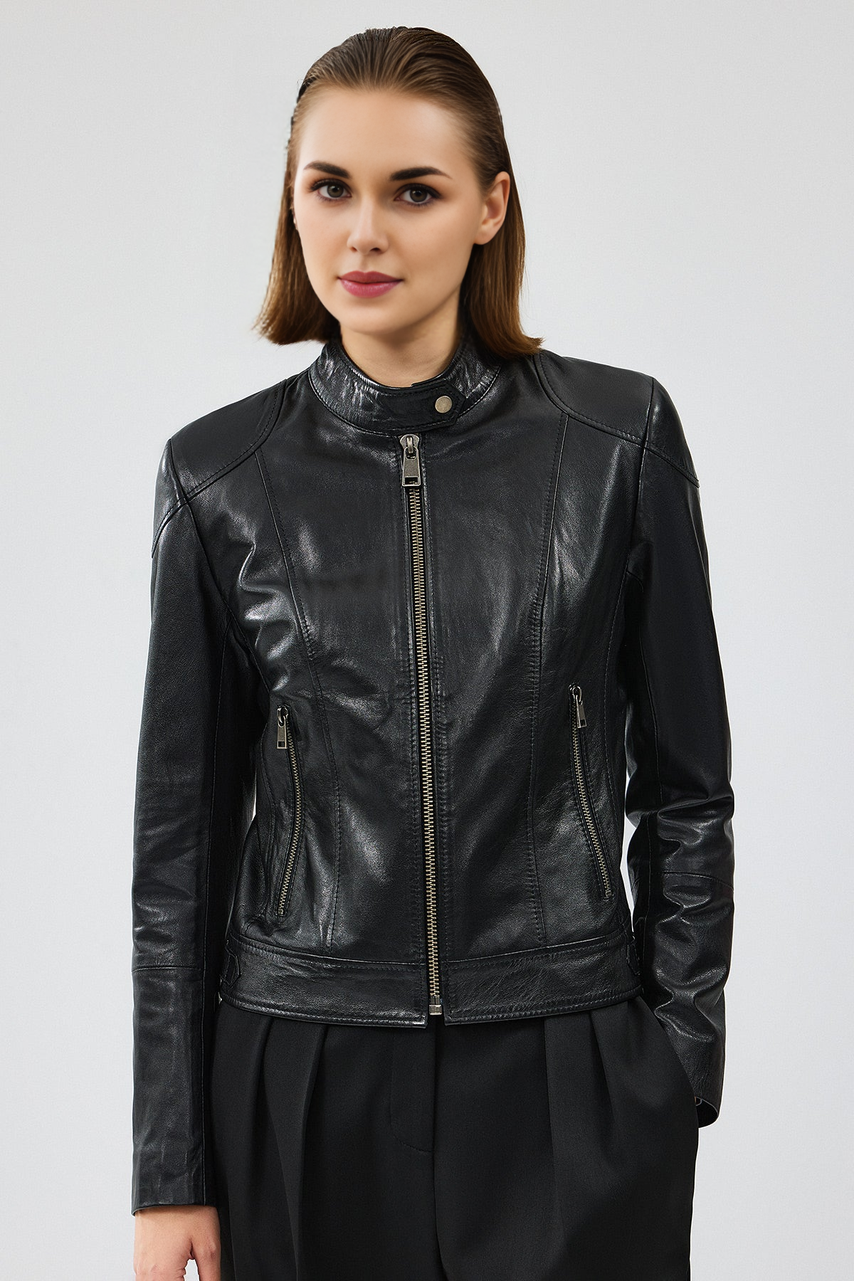 Prima Short Black Leather Jacket For Women