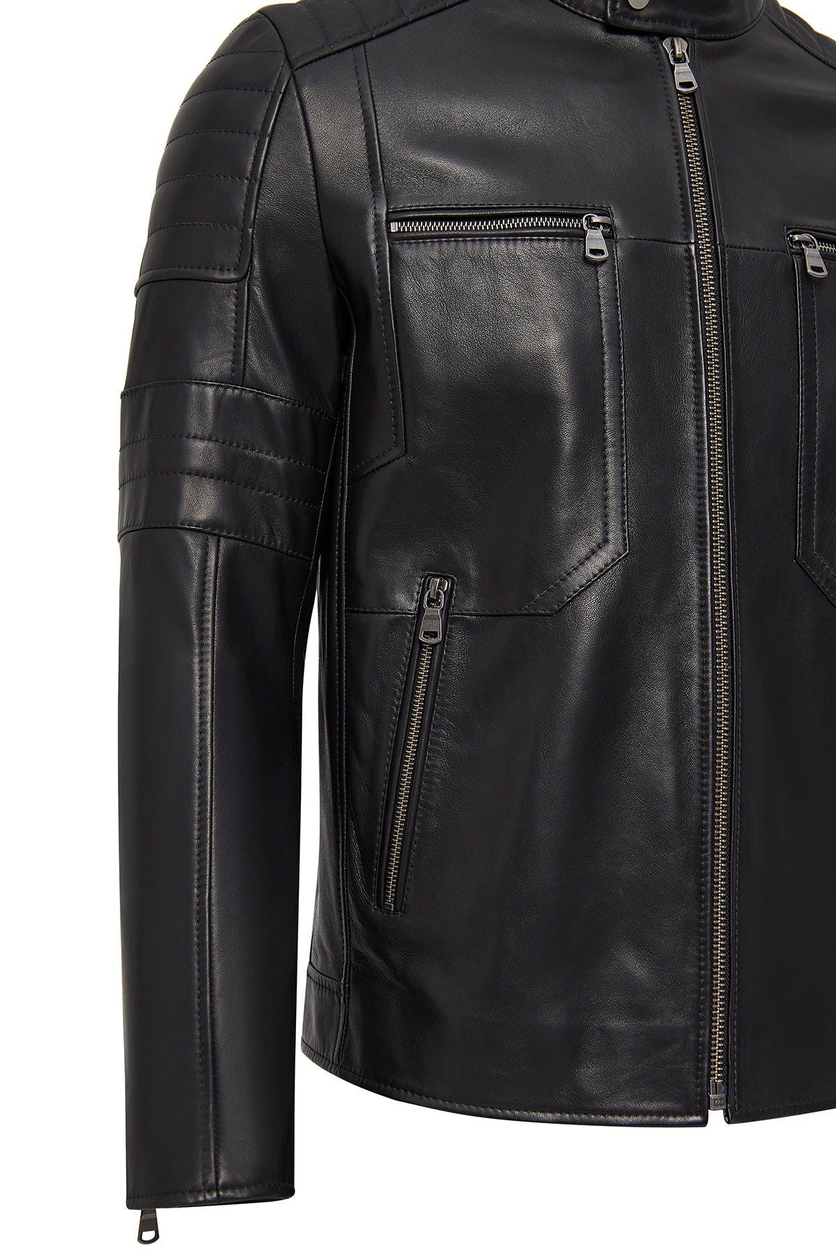 Morant Black Judge Collar Men's Leather Jacket