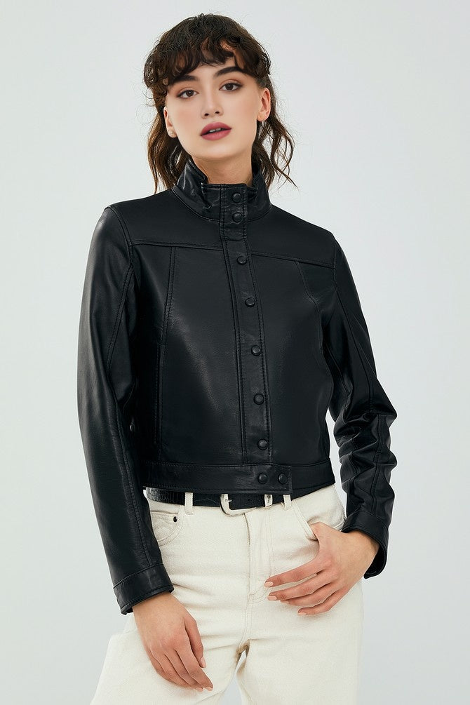 Jill Black Sheepskin Leather Jacket