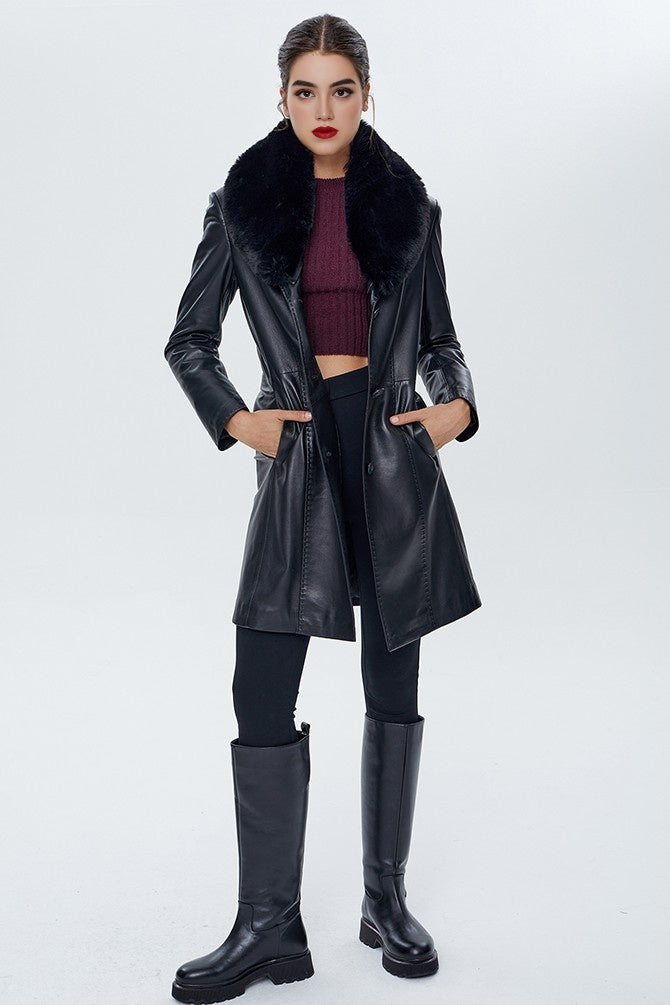 Black Christina Long Coat For Women