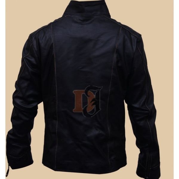 Black Rivet Men Motorcycle Leather Jacket For Men