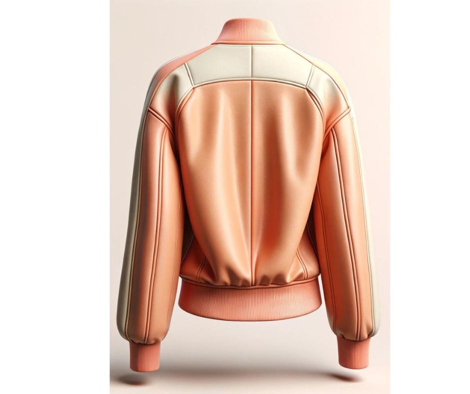 Peach & White Leather Jacket For Women