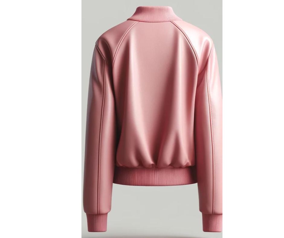 Pink Slim Fit Bomber Leather Jacket For Women
