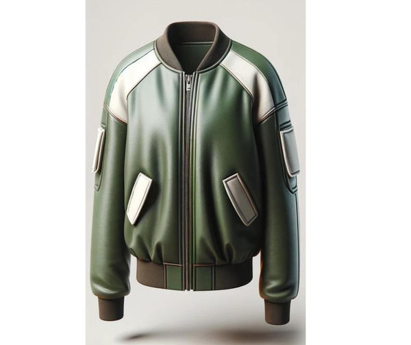 Melinda Green Bomber Leather Jacket For Women