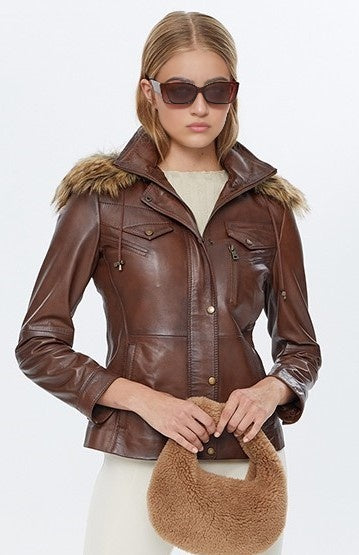 Women Brown Leather Jacket