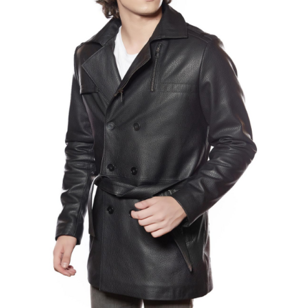 Bonno Men's Leather Coat Black