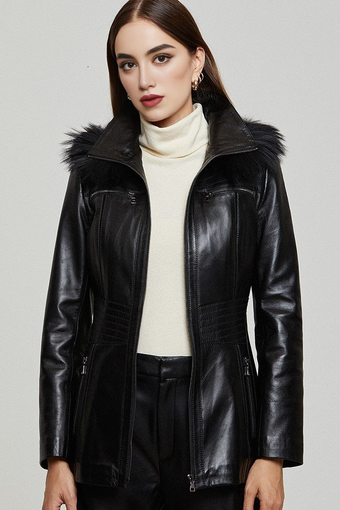 Black Rachel Leather Jacket For Women