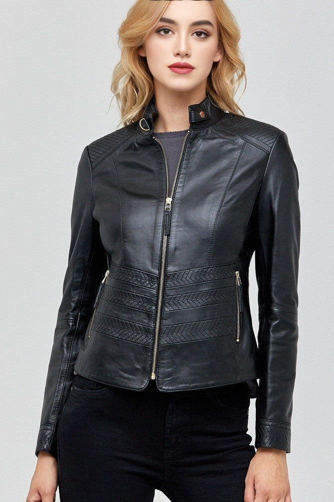 Dahlia Black Leather Jacket for Women