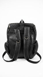 Premium Black Woven Genuine - Leather Backpack