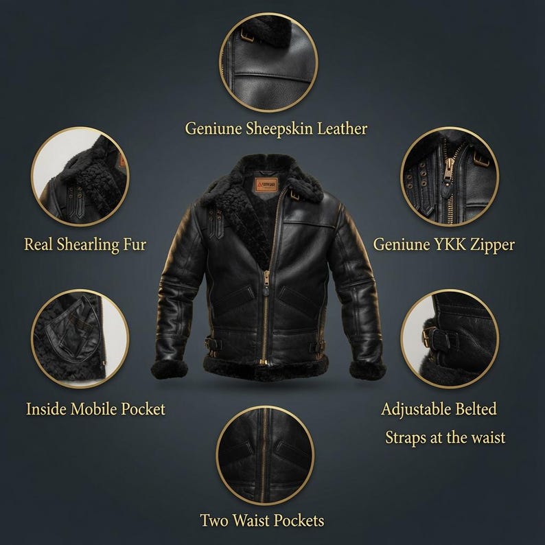 ULTIMATE BLACK B3 BOMBER WITH BLACK FUR