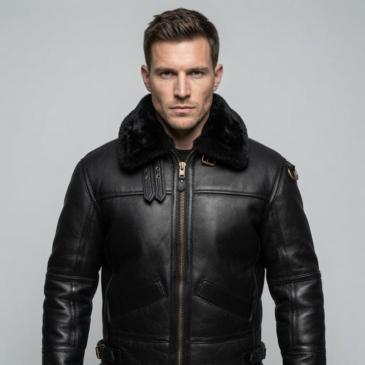 ULTIMATE BLACK B3 BOMBER WITH BLACK FUR