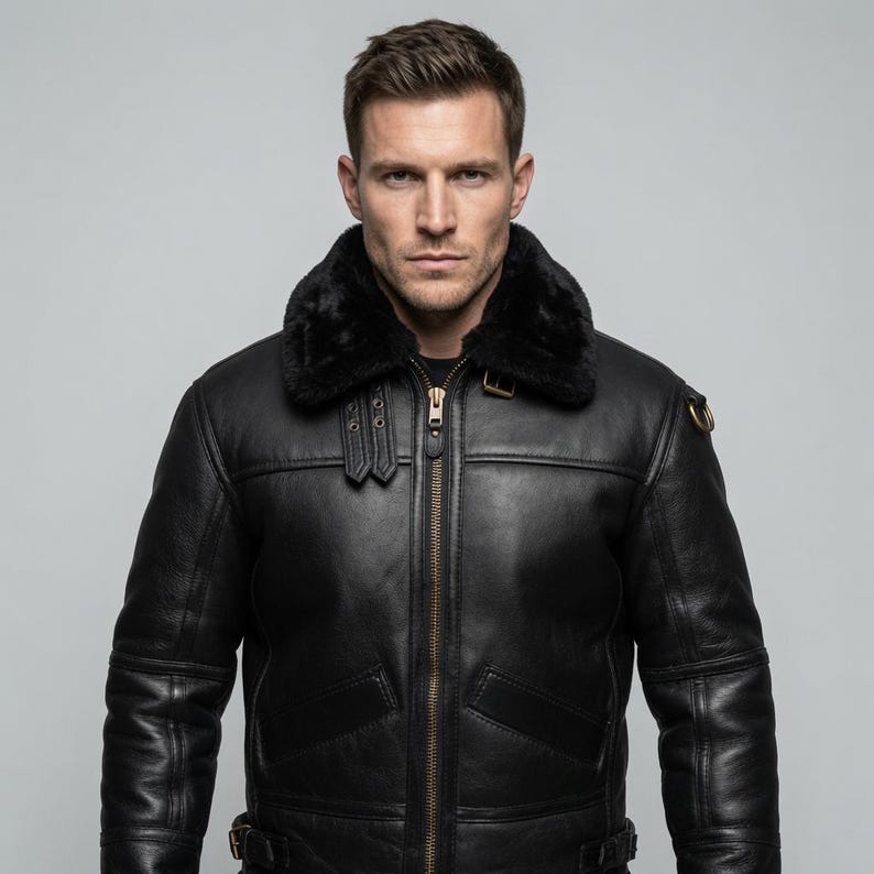 ULTIMATE BLACK B3 BOMBER WITH BLACK FUR