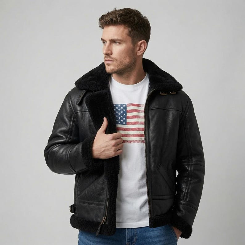 ULTIMATE BLACK B3 BOMBER WITH BLACK FUR