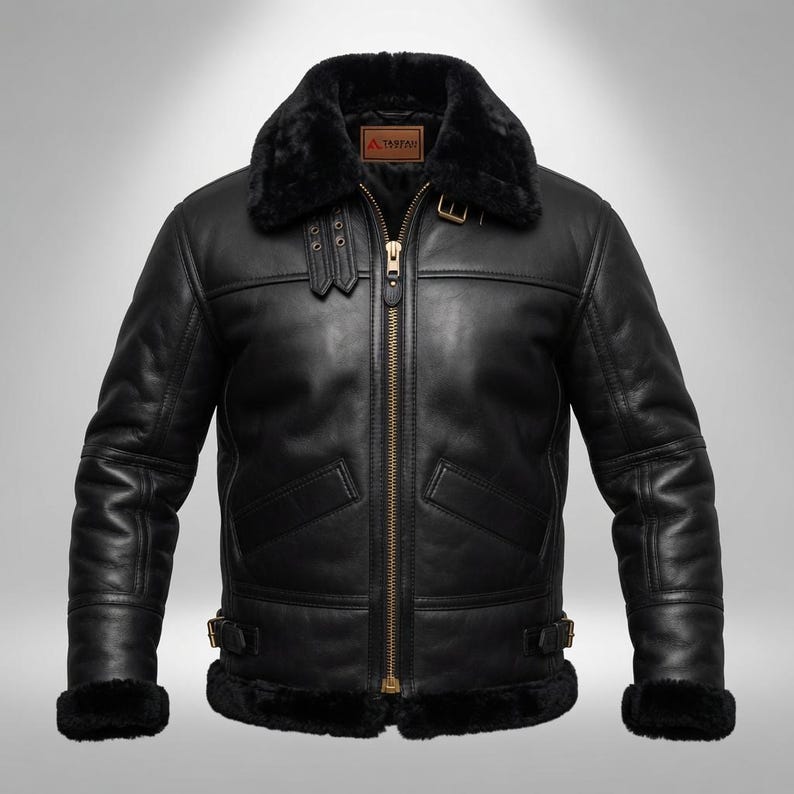ULTIMATE BLACK B3 BOMBER WITH BLACK FUR