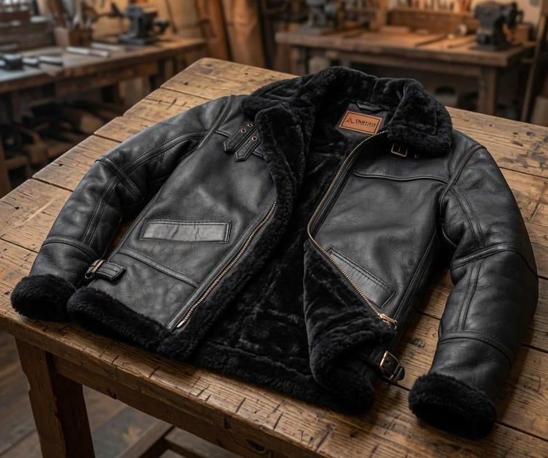 ULTIMATE BLACK B3 BOMBER WITH BLACK FUR