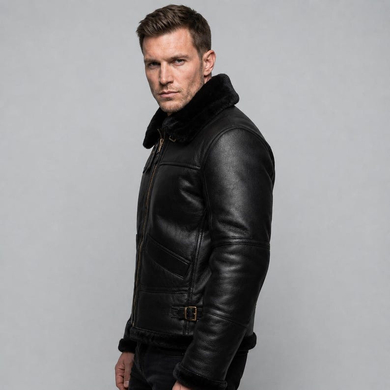 ULTIMATE BLACK B3 BOMBER WITH BLACK FUR